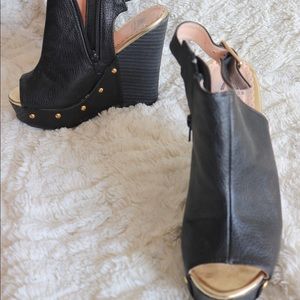 Black studded platform wedges